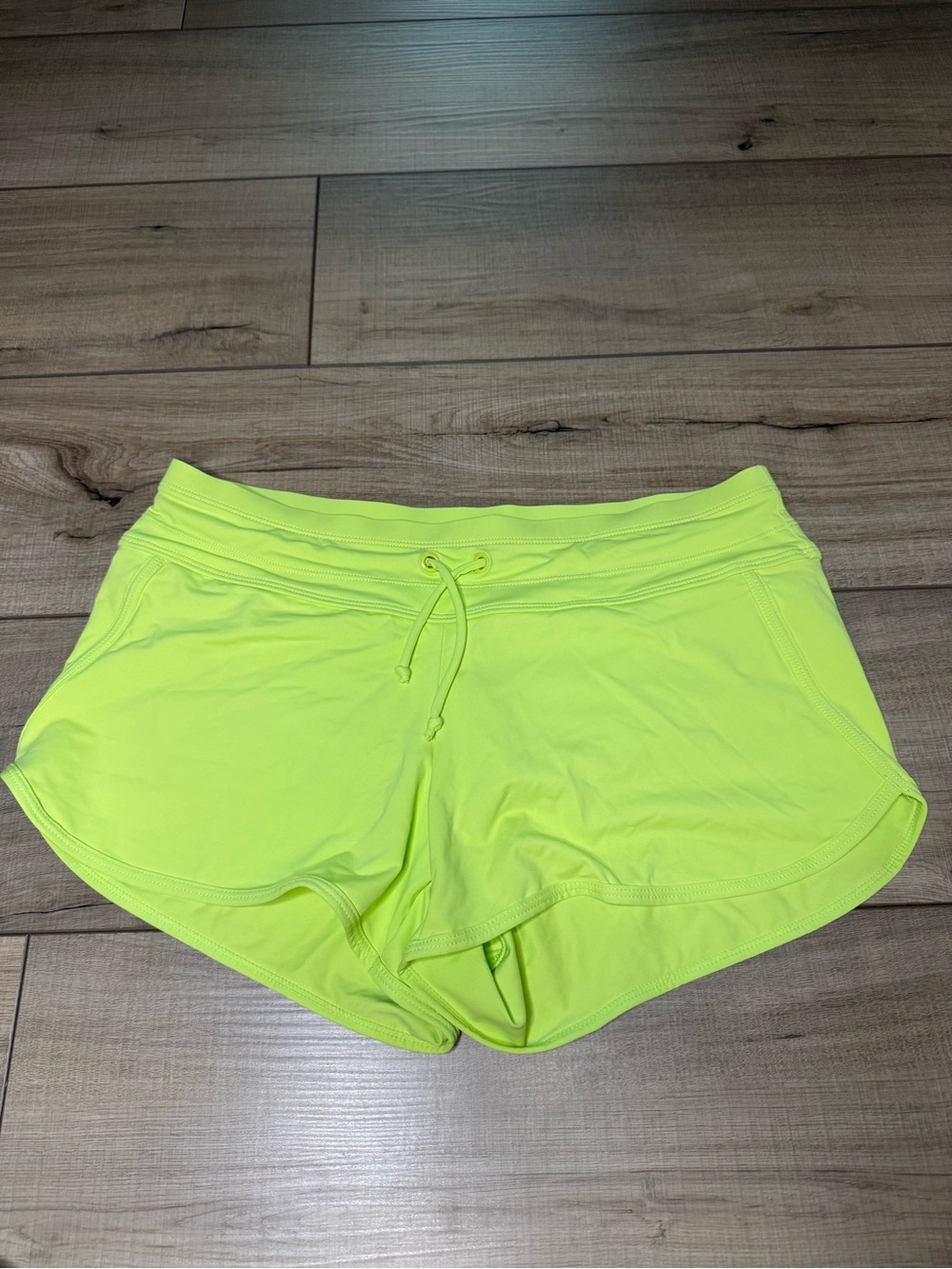 Athleta Swim Board Shorts Small Neon Lime Green Drawstring Beach Surf